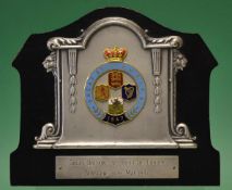 Scarce 1947 Great Britain v Rest of Europe Bakelite Plaque having a metal design to the front with