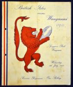 1950 British Lions v Wanganui rugby programme – played on the 5th July with the Lions winning 31-