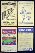 Manchester United Football Programmes aways at Blackpool 1949/50, Huddersfield Town 1951/52,