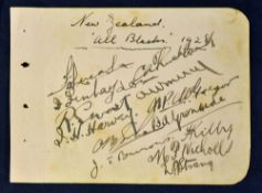 Rare 1928 New Zealand Rugby “All Blacks” signed autograph album page - signed in ink by 13 players