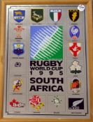 1995 South Africa Rugby World Cup large official commemorative mirror – decorated with each