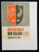 1966 British Lions v New Zealand rugby programme – 1st Test played on the 16th July at Dunedin