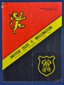 1966 British Lions v Wellington rugby programme - played on the 25th June with Wellington winning