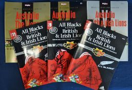 Collection of British and Irish Lions rugby test match programmes from 2001 and 2005 tours – to incl