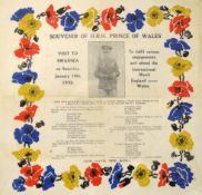 Rare 1932 Wales v England rugby match commemorative paper napkin - to commemorate the visit of the