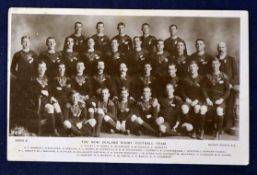 Scarce 1905 New Zealand rugby football team black-and-white postcard - comprising real photograph