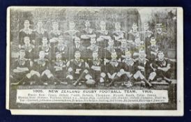 Scarce 1905 New Zealand rugby football team printed postcard - tiny tear to one corner otherwise