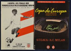 European Cup Finals Football Programmes incl 1989 (Barcelona) AC Milan v Steaua Bucharest and AC