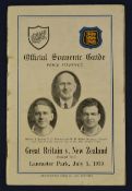 1930 Great Britain (Lions) v New Zealand rugby programme – for the Second Test played at Lancaster