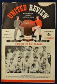 1951/52 Signed Manchester United v Hapoel F.C. Football Programme 26 September 1951 official