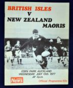 1977 British Lions v New Zealand Maoris rugby programme – played on 13th July with the Lions winning