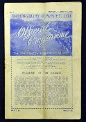 Shrewsbury Town Football Programme: v Wrexham 1950/1951 1st home game in the league dated 21st