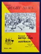 Scarce 1966 British Lions v Australia rugby programme – 2nd Test played on the 4th June at