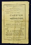 1947 Welsh Senior Cup Final Football Programme at Ninian Park, Cardiff. 4 page issue for Chester v