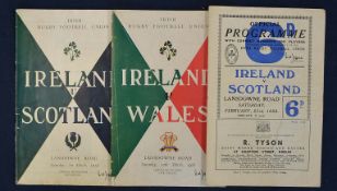 4x 1950s Ireland v Scotland rugby programmes - to incl ’52 (cover torn and small cellotape