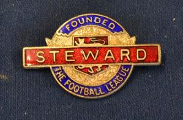 Nice Football League Stewards Enamel Pin Badge in blue and red, wth no stamp to the back in G