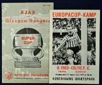 Scottish Football Programmes Super Cup 1973 Ajax v Glasgow Rangers & B.1903 v Celtic 15th