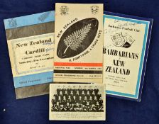 3x 1953/54 New Zealand Rugby Tour to UK v Welsh team programmes (one signed) and team postcard –