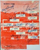 1956 Scotland Team Autographs hand signed in ink to the programme team line-up v England 1956 (cut