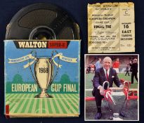 1968 European Cup Final Manchester United v Benfica Football Ticket in A condition, t/w print of