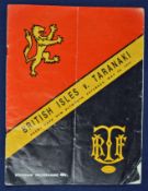 1977 British Lions v Taranaki rugby programme – played on 28th May with the Lions winning 21-13 –