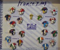 Selection of Rugby World Cup Enamel Pin Badges to include 1999 World Cup teams, the Championship won