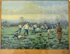 Vic Football Coloured Lithograph - titled “England v Scotland – A Busy Time for The Scotch