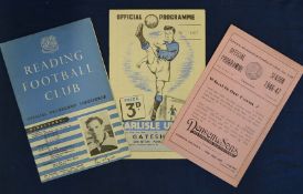 Early Football Programmes to include Crewe Alex v Rotherham 08/02/1946/7, Carlisle Utd v Gateshead
