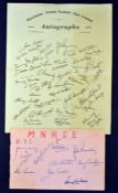 1952 Manchester United Autographs taken from an autograph book, all pen autographs and include