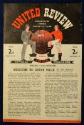 Scarce 1949/50 Manchester United v Aston Villa Football Programme dated 8 March 1950 no 17, 4 pages,