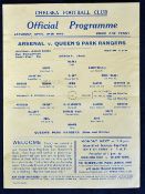 1943 Semi-final Arsenal v Queens Park Rangers Football Programme dated 24/04/1943 at Chelsea