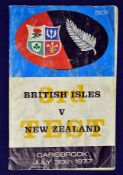 1977 British Lions v New Zealand rugby programme – 3rd Test played at Carisbrook on 30th July with