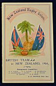Rare 1904 British Ruby Team in New Zealand tour itinerary - printed for the tour of the British team