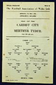1951 Welsh Cup Final Football Programme at Vetch Field, Swansea ground between Methyr Tydfil v