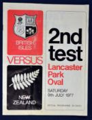 1977 British Lions v New Zealand rugby programme – 2nd Test played at Lancaster Park on 9th July