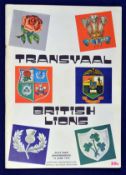 1974 British Lions v Transvaal rugby programme – played on 15th June with Lions winning 23-15 – very