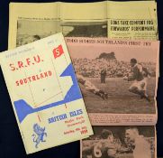 Scarce 1959 British Lions v Southland rugby programme – played on 11th July at Invercargill with the