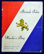 1959 British Lions v Hawkes Bay rugby programme – played on the 20th June in Napier with the Lions