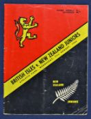 1966 British Lions v New Zealand Juniors rugby programme – played on 31st August with the Lions