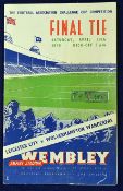 1949 FA Cup Final Football Programme Leicester City v Wolverhampton Wanderers re-stapled,