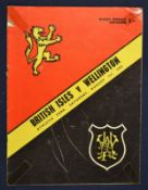 1959 British Lions v Wellington rugby programme – played on the 1st August at Wellington with