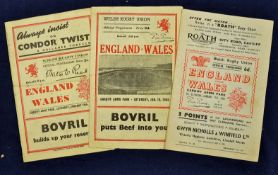 3x 1940/50s Wales v England rugby programmes - all played at Cardiff Arms Park to include ‘47, ‘49