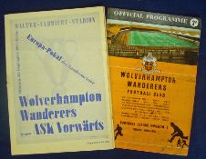 1959 European Cup Wolverhampton Wanderers Football Programme Played 30/9/59 at ASK Vorwaerts, very