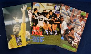 1987 Inaugural Rugby World Cup set of 3x rugby programmes to incl the Group stages, The Quarter,