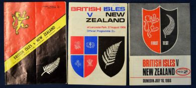 1966 British Lions v New Zealand Test match rugby programmes – to incl 1st test played at Dunedin