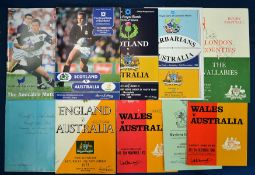 Collection of Australian Rugby tour to UK programmes from 1947 onwards - to incl v London