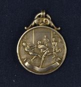 1914 Rugby Silver medal – the obverse featuring rugby players/match in relief and on the reverse