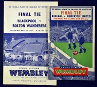 1950s FA Cup Final Football Programmes incl 1952 Arsenal v Newcastle United, re-stapled and 1953