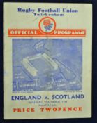 1934 England (Championship) v Scotland rugby programme - last match of the campaign played on