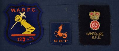 3x Rugby Club embroidered blazer badges – to incl Hampshire RFU, W.A.R.F.C and URT